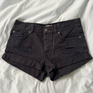Amuse Society Black Distressed Jean Shorts